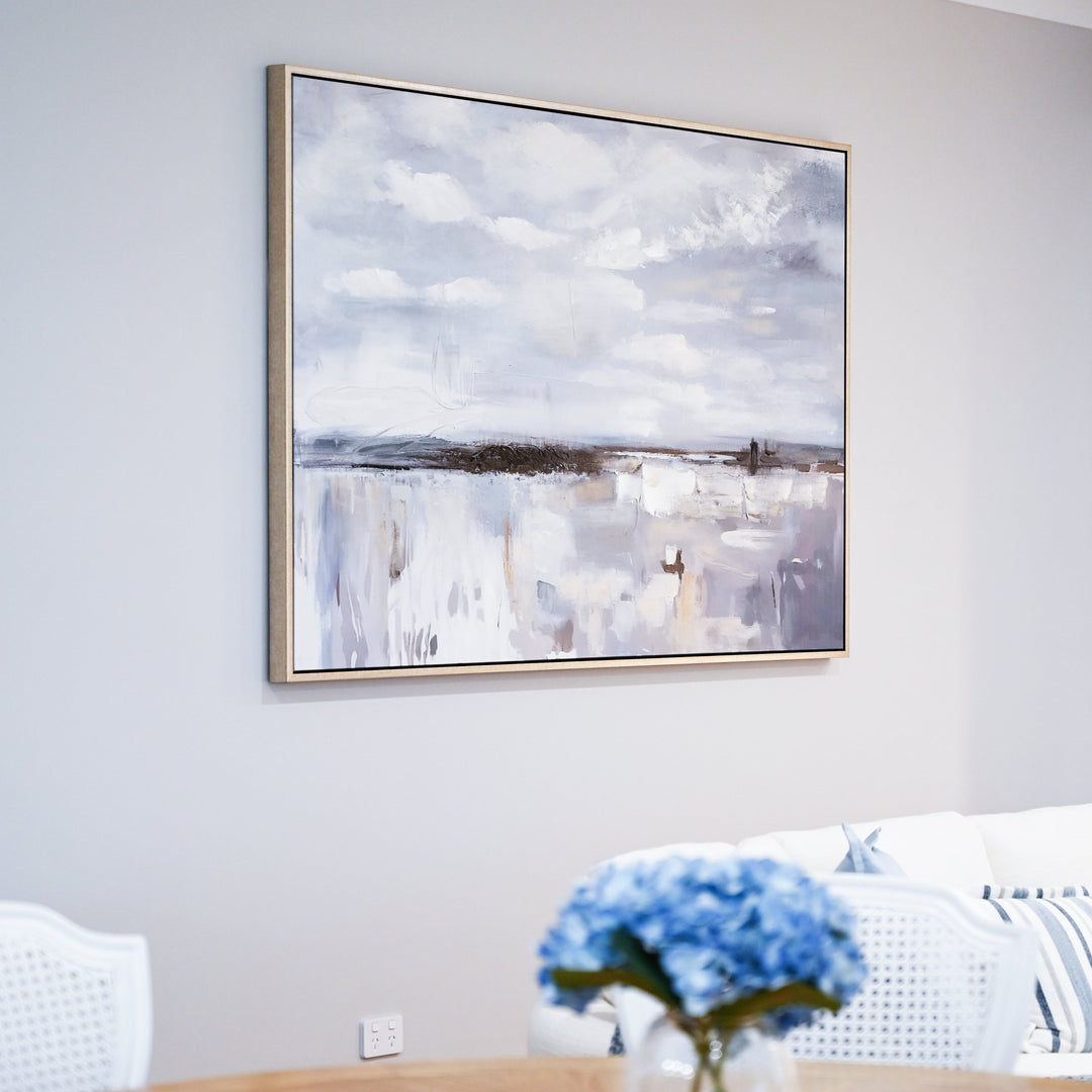Ocean Whisper Canvas In Extra Large Antique Silver Frame