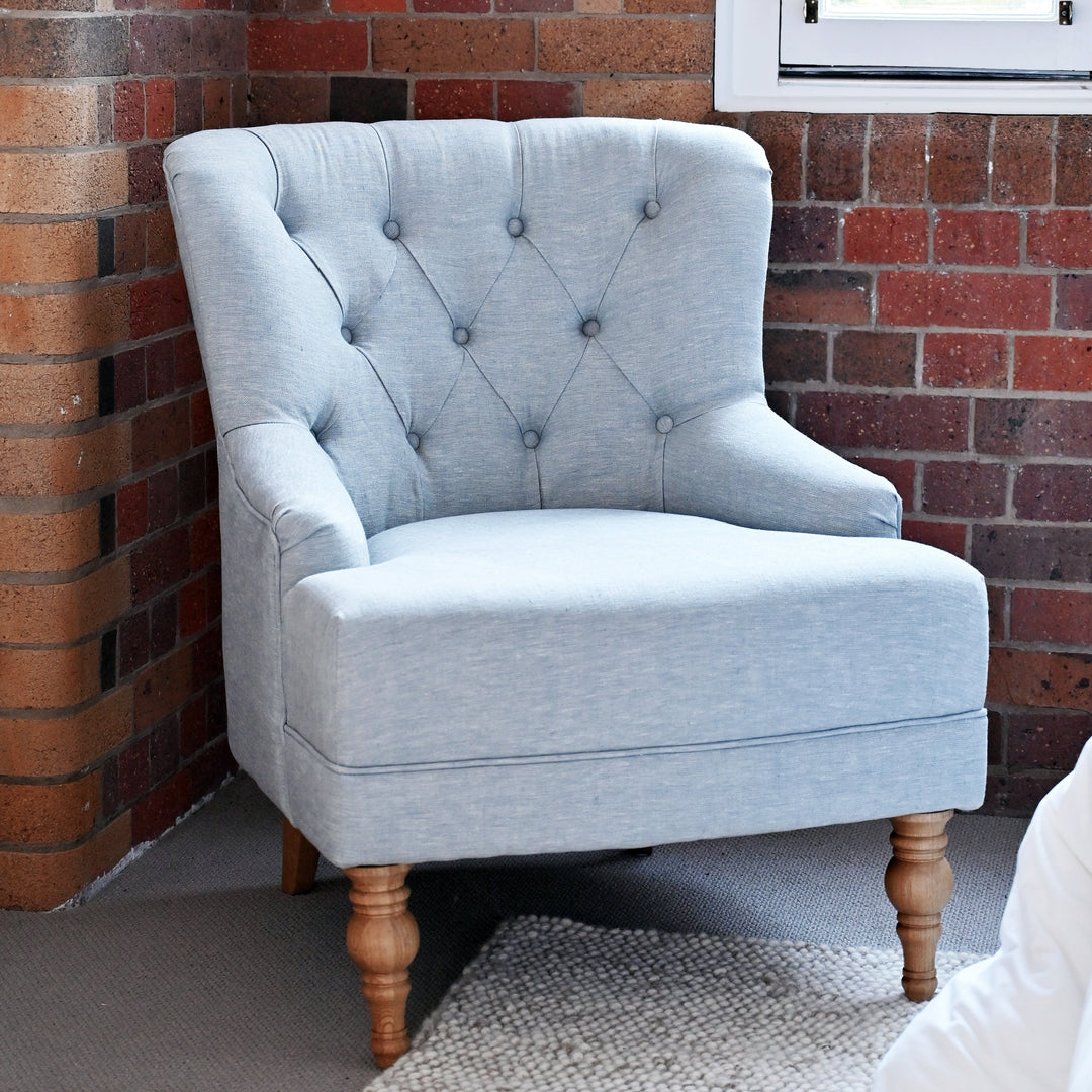 Sarah Linen Armchair Duck Egg Blue