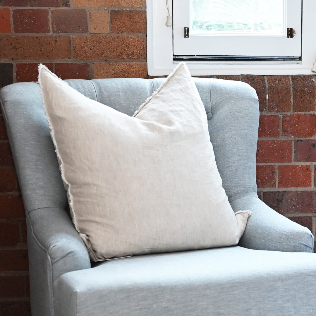 Heather Oatmeal Square Linen Cushion