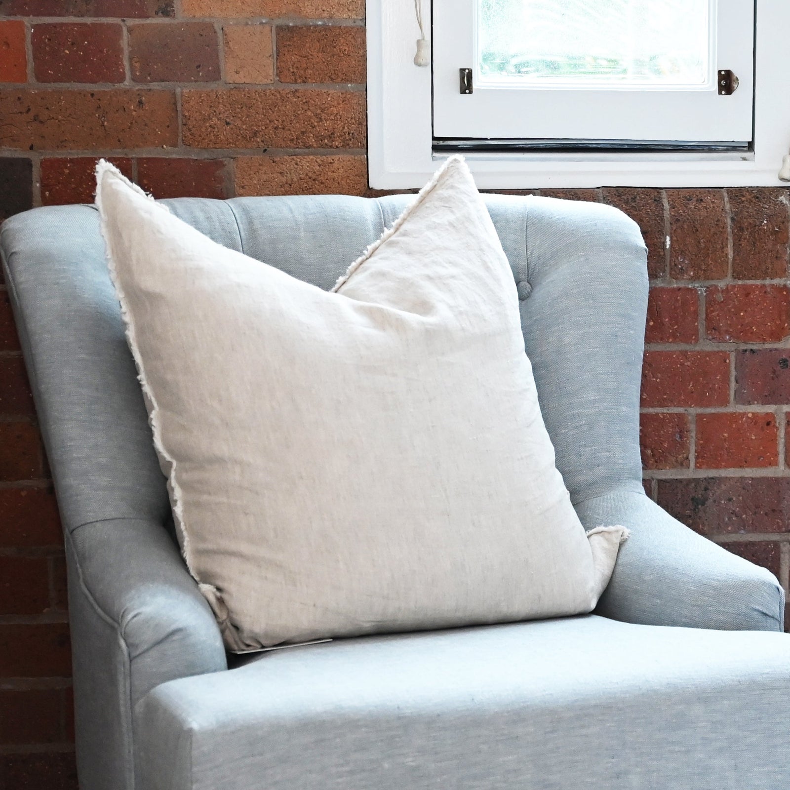 Heather Oatmeal Square Linen Cushion