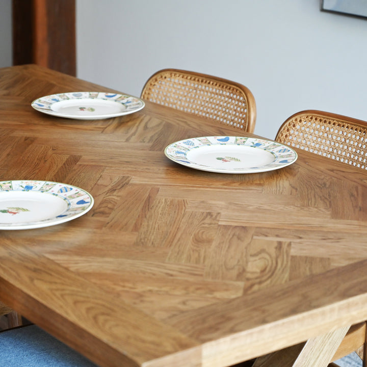 Herringbone Natural Oak Dining Table