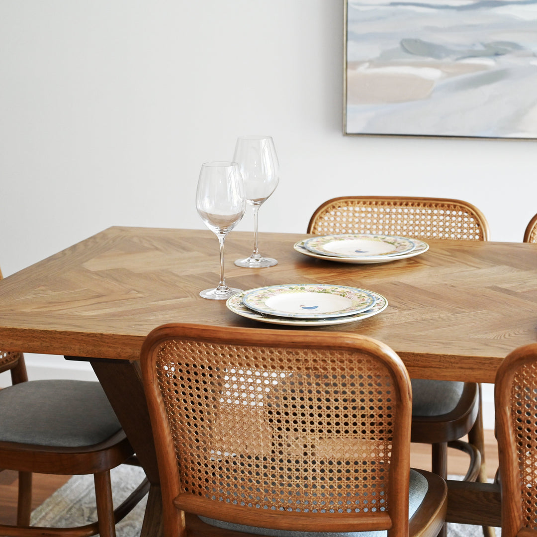 Herringbone Natural Oak Dining Table