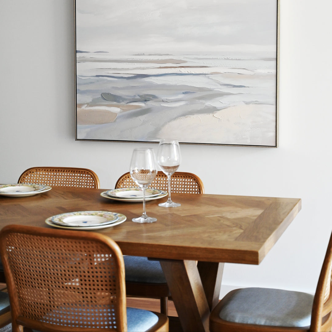 Herringbone Natural Oak Dining Table