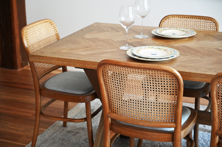 Herringbone Natural Oak Dining Table