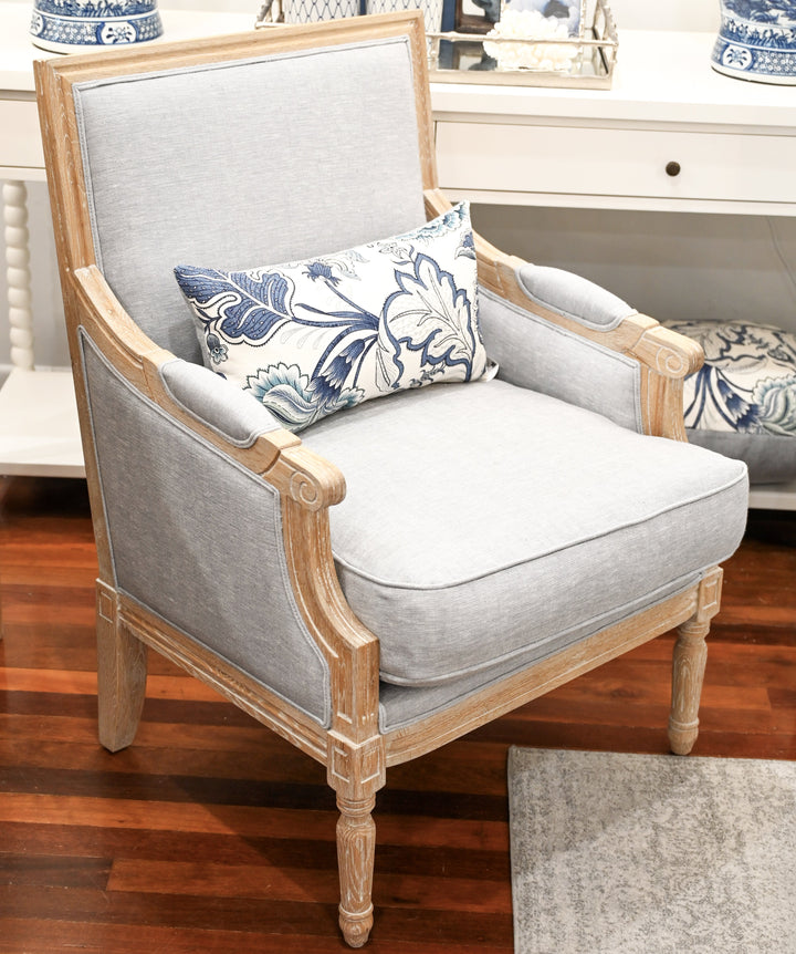 Trent Oak And Linen Upholstered Arm Chair