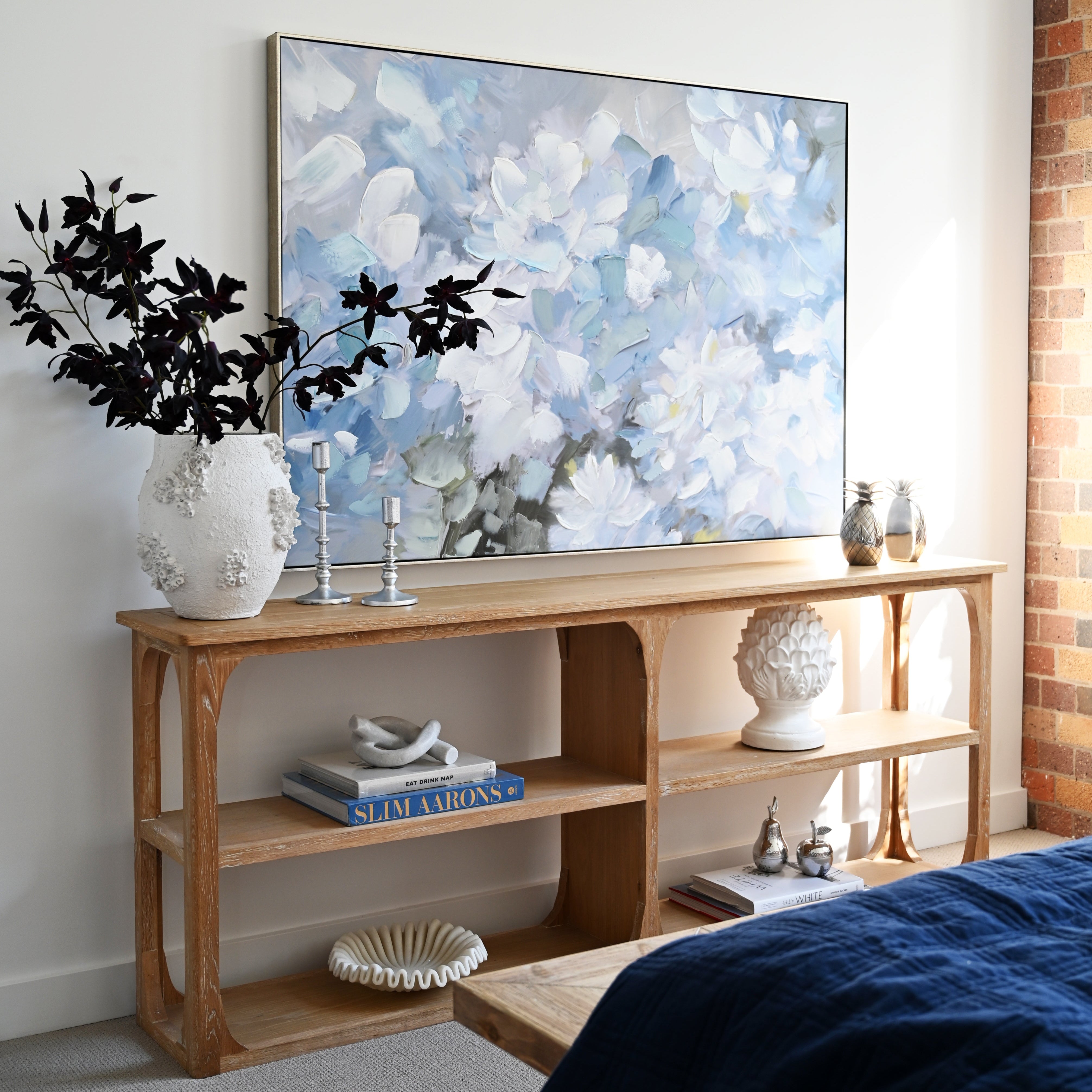 Hydrangea Haven Canvas In Antique Silver Frame