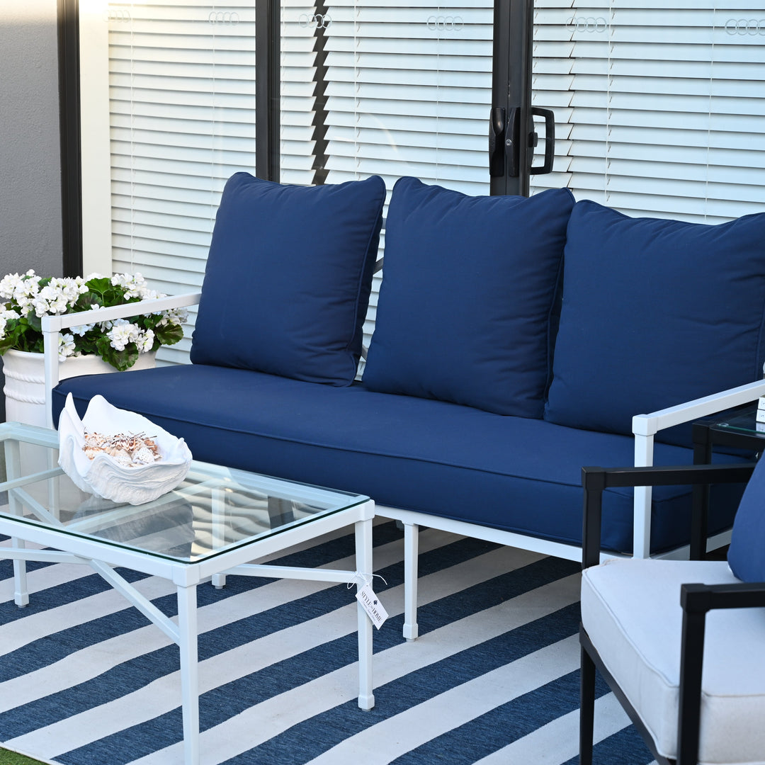 Amalfi Outdoor White 3 Seater Lounge