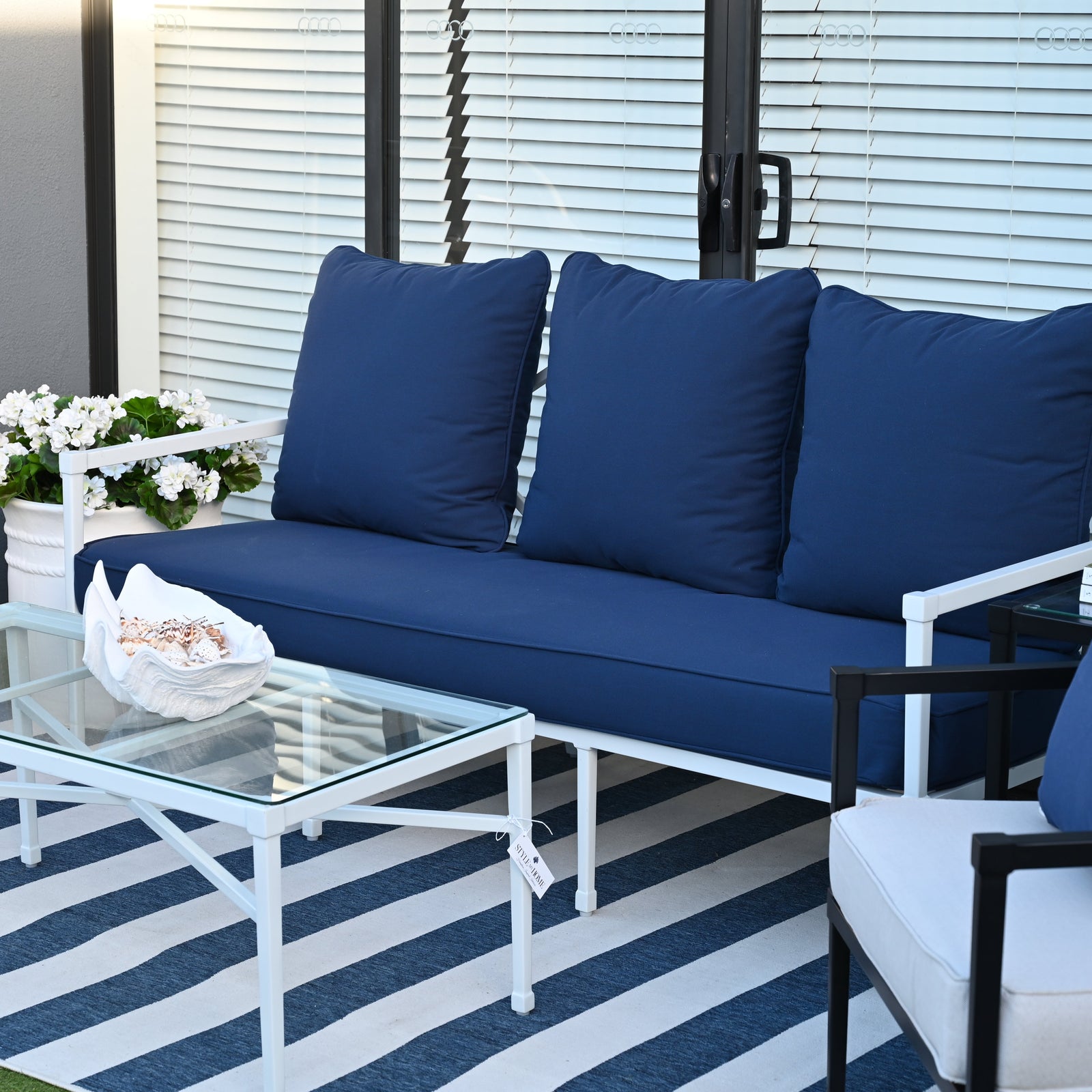 Amalfi Outdoor White 3 Seater Lounge
