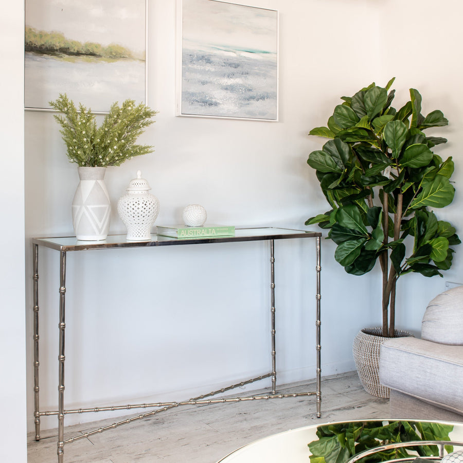 Bamboo Nickel Cross Bar Console Table - Sydney Floorstock