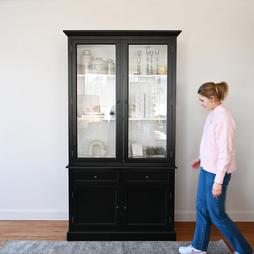 Audrey Medium Glass Display Cabinet Satin Black