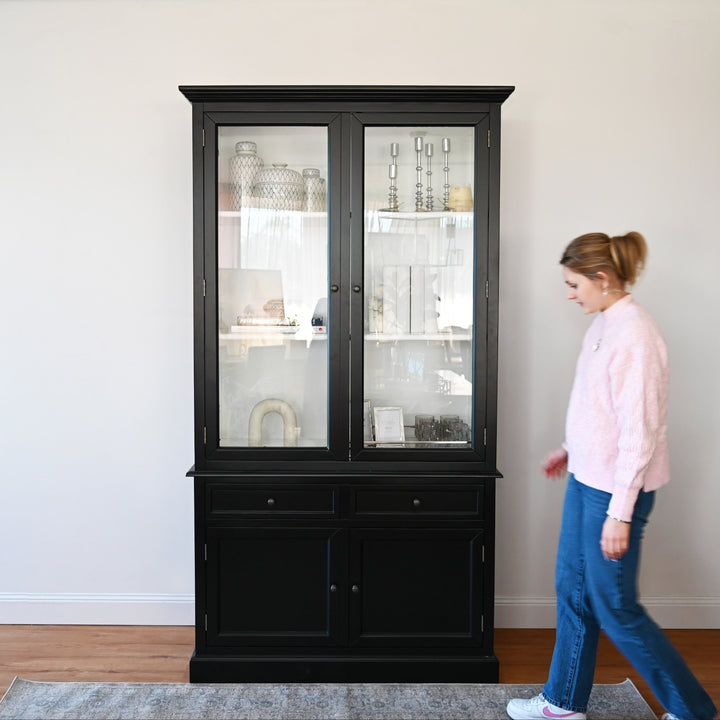 Audrey Medium Glass Display Cabinet Satin Black