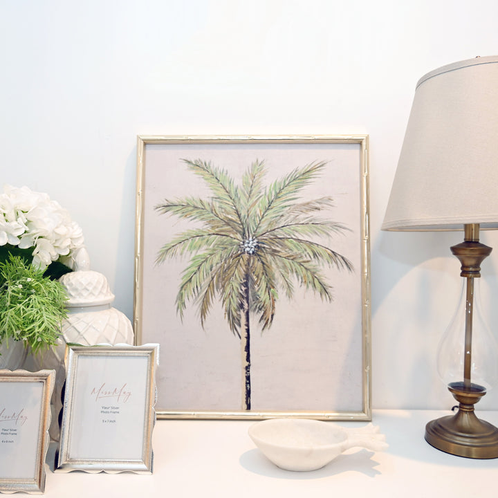 Palm Paradise Small Canvas in Bamboo Champagne Frame