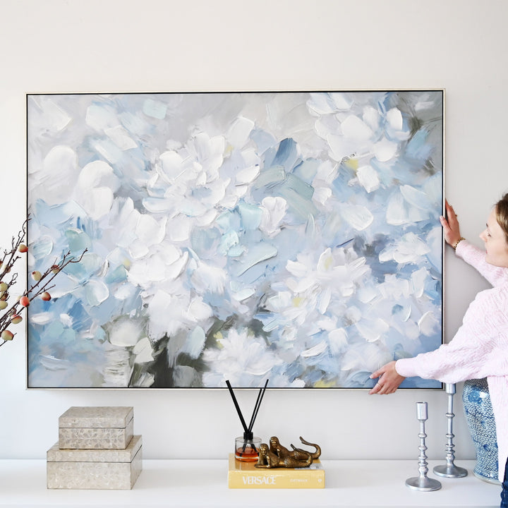 Hydrangea Haven Canvas In Antique Silver Frame