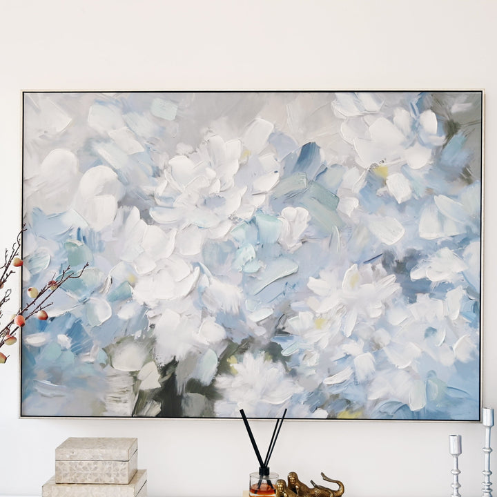 Hydrangea Haven Extra Large Canvas In Antique Silver Frame