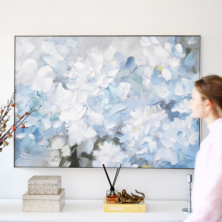Hydrangea Haven Canvas In Antique Silver Frame