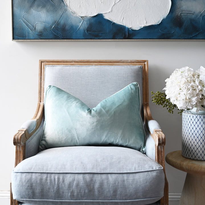 Seafoam Velvet Luxury Lumbar Cushion