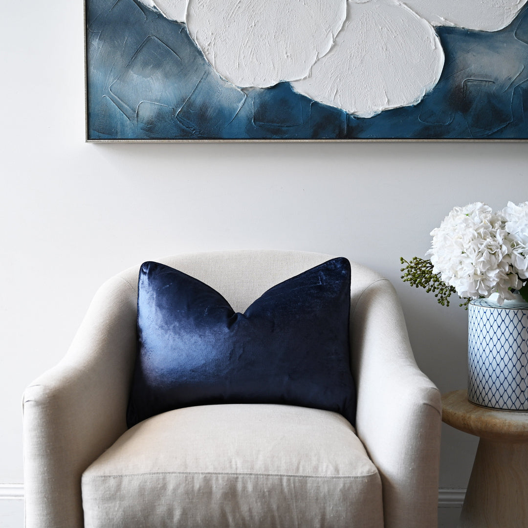 Navy Velvet Luxury Lumbar Cushion