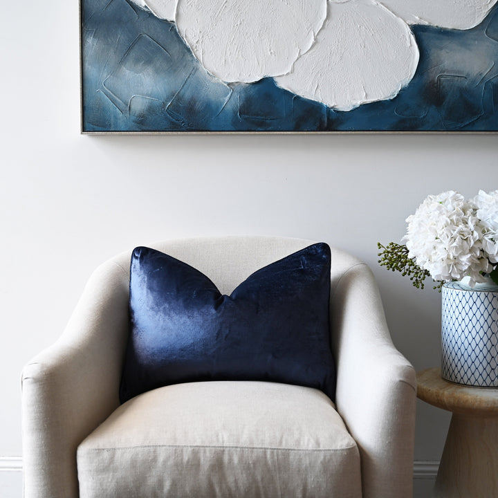 Navy Velvet Luxury Lumbar Cushion