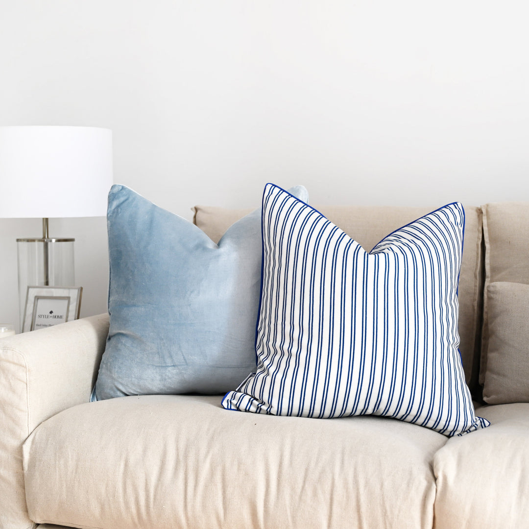 Sky Blue Velvet Luxury Square Cushion