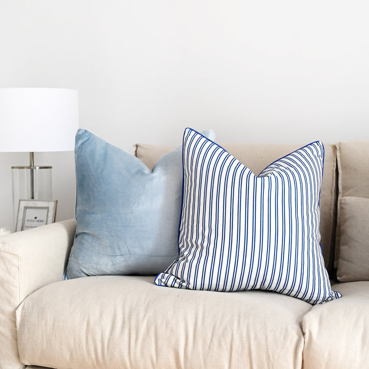 Sky Blue Velvet Luxury Square Cushion
