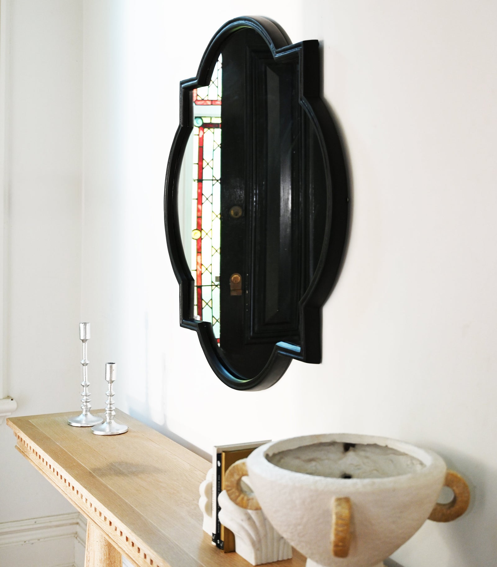 Quatrefoil Statement Black Iron Mirror