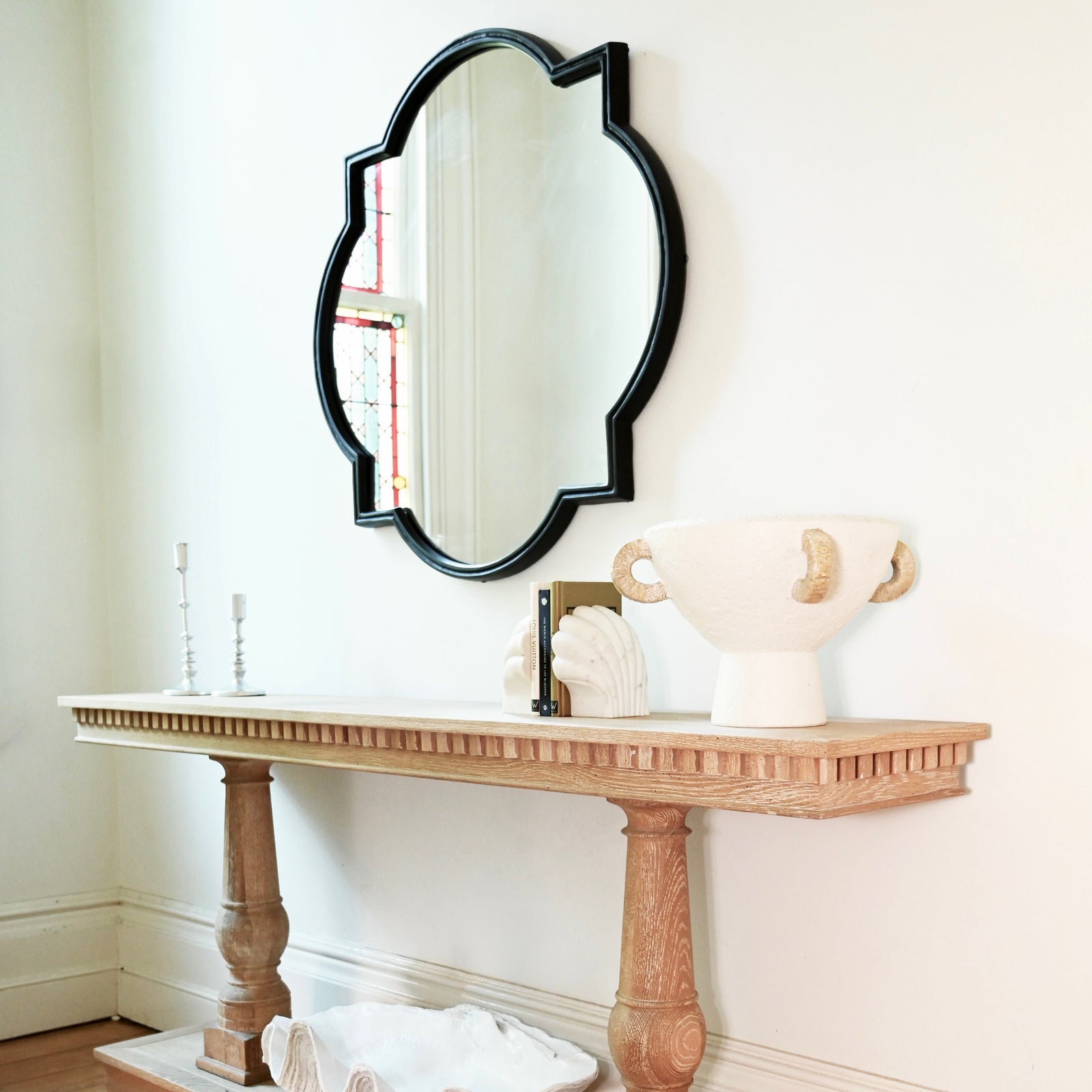 Quatrefoil Statement Black Iron Mirror