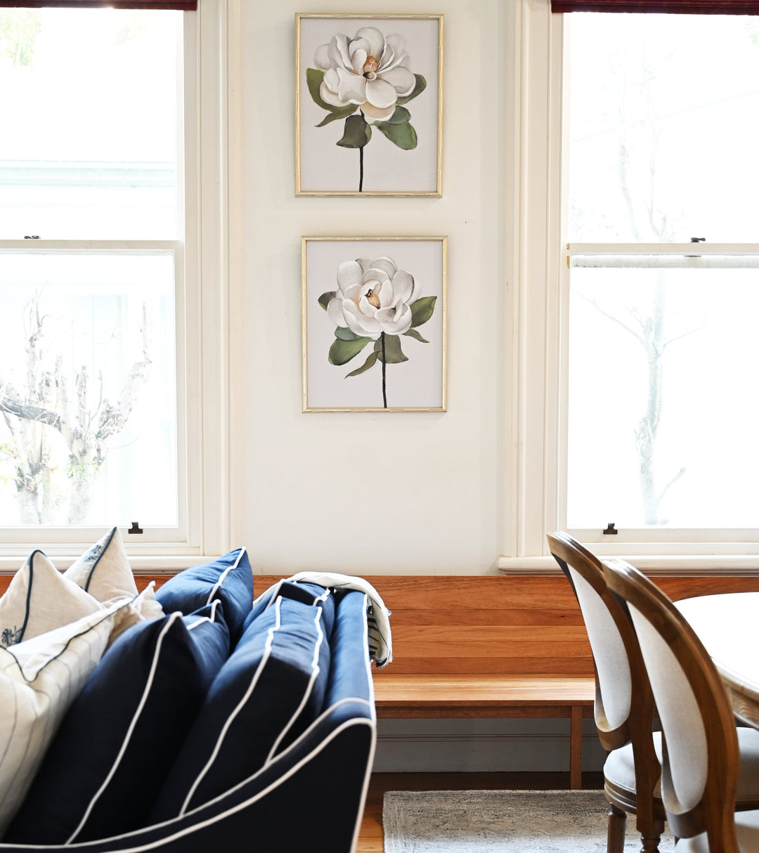 Magnolia 2 Small Canvas In Bamboo Champagne Frame