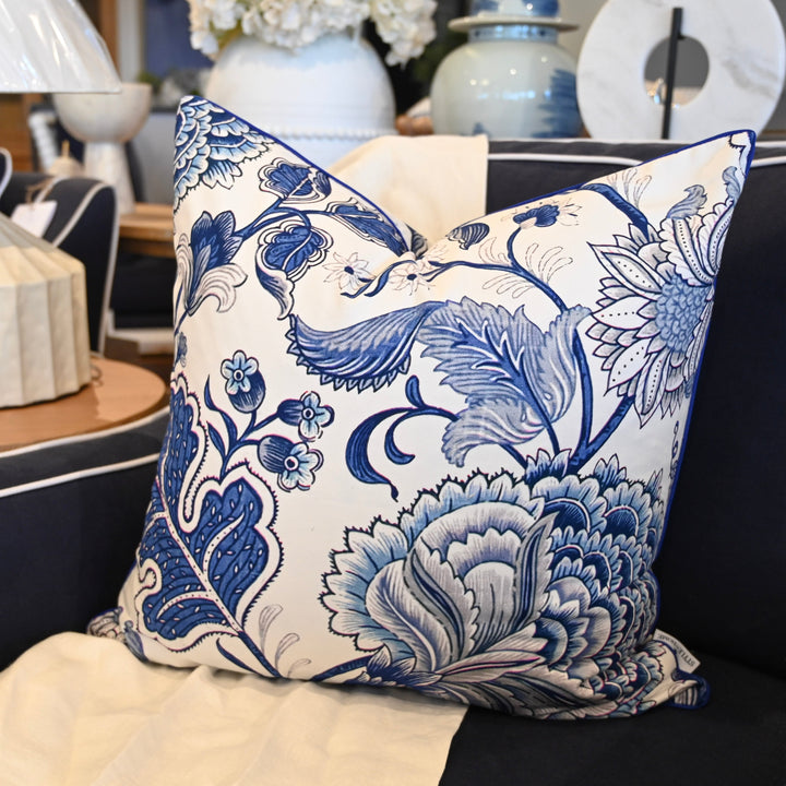 Heritage Blue Floral Square Cushion