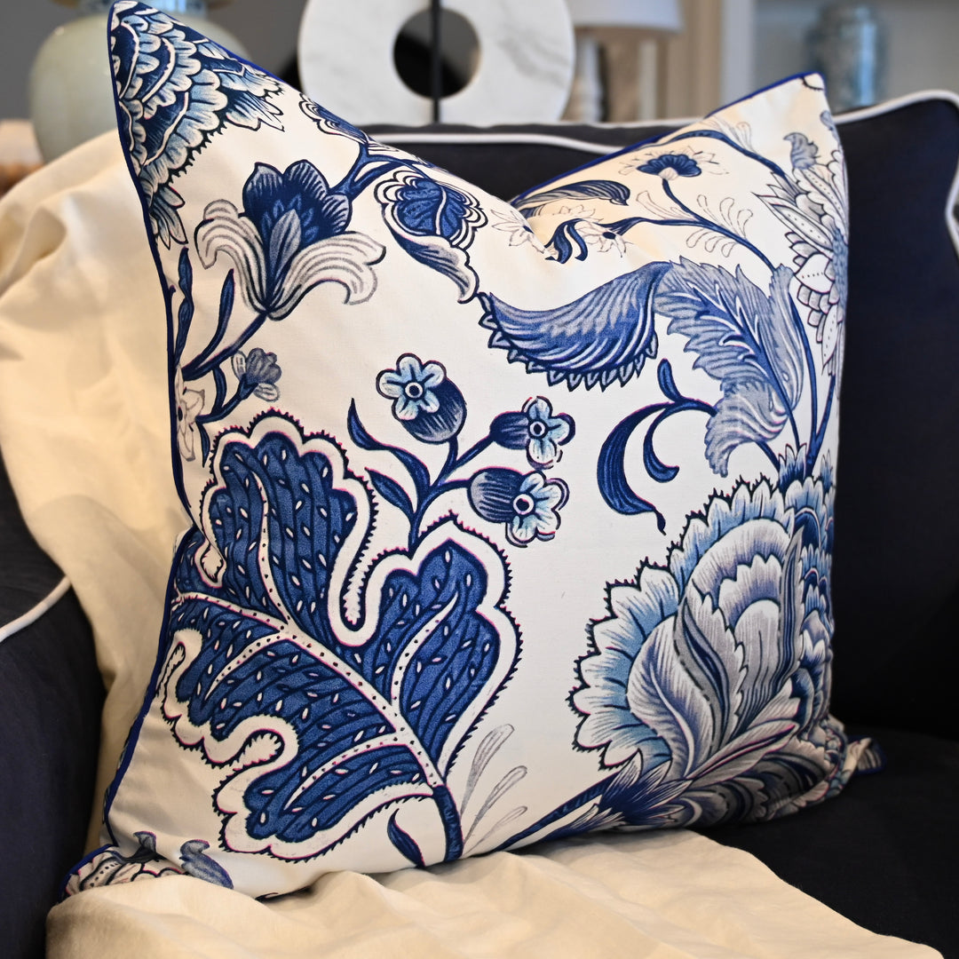 Heritage Blue Floral Square Cushion