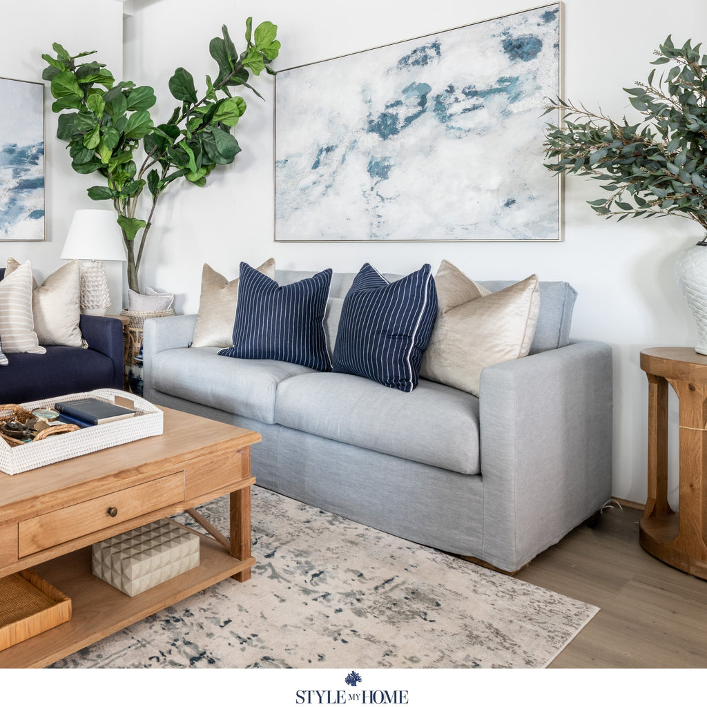 Coastal Hamptons slipcover lounge linen