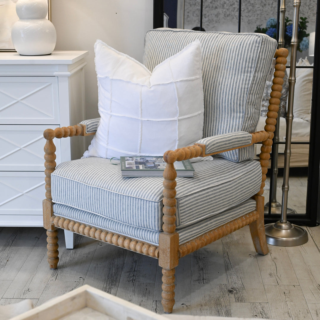 Bobbin Linen And Oak Armchair