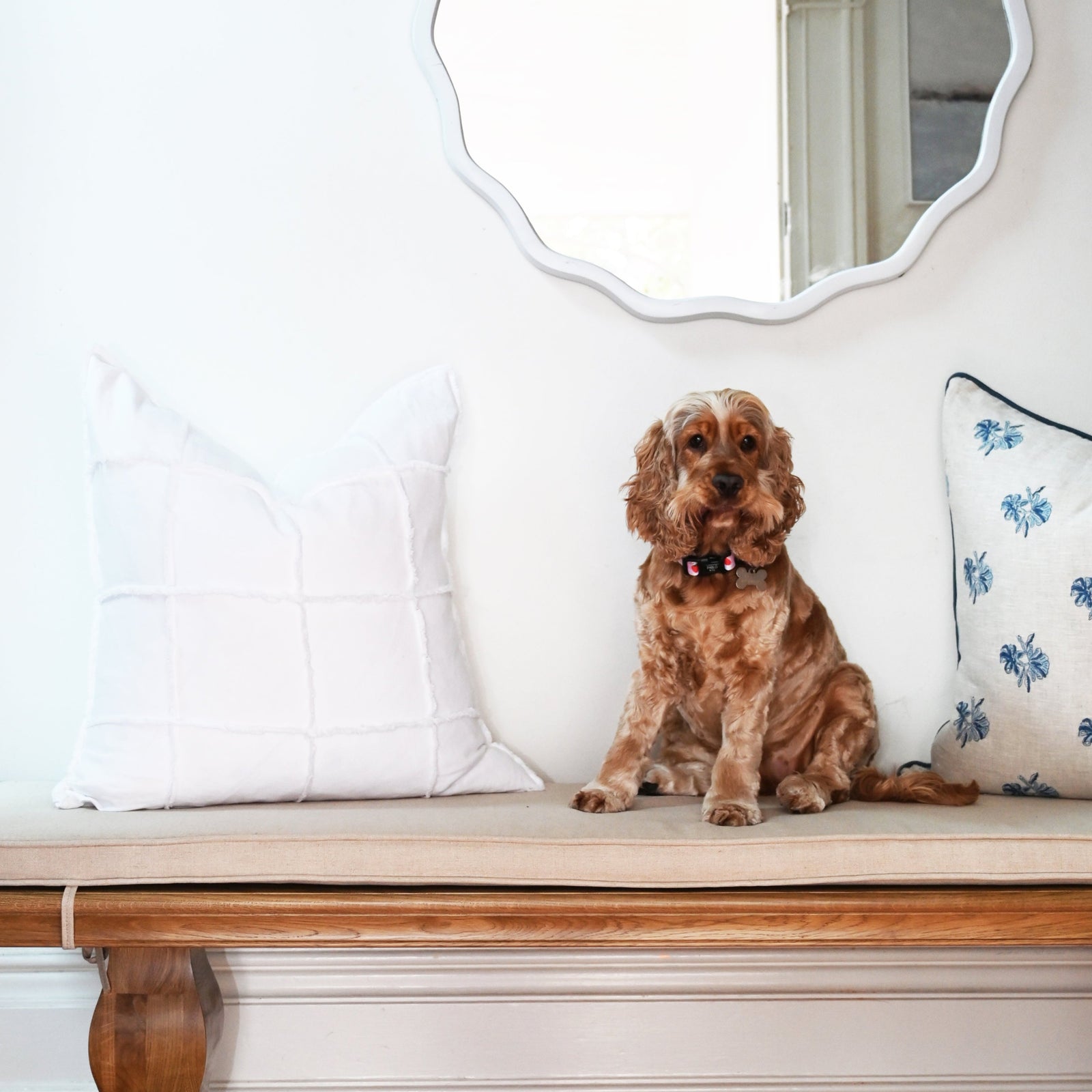 Lucia White Square Linen Cushion