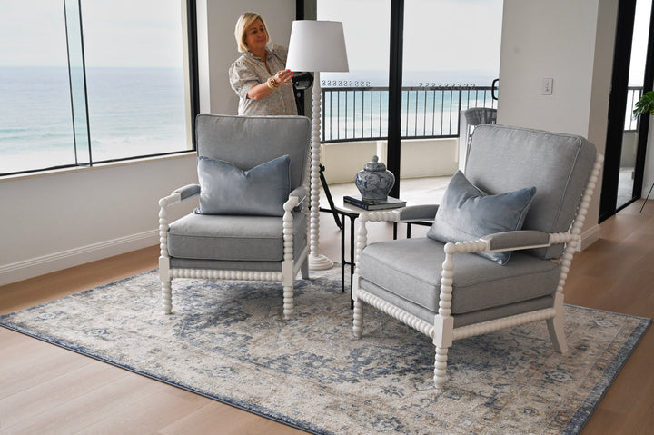 Bobbin Linen And Oak Armchair