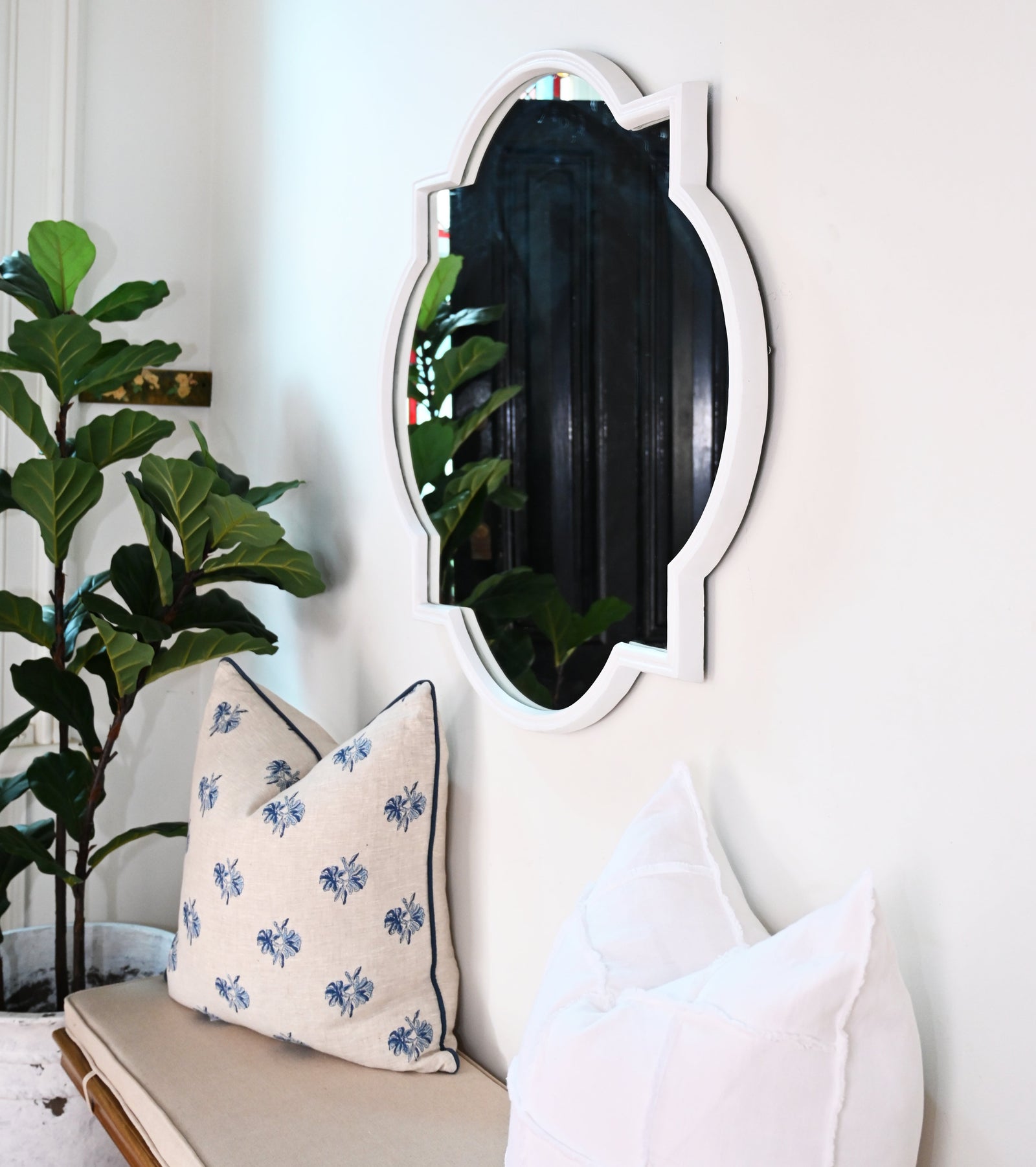 Quatrefoil Statement White Iron Mirror