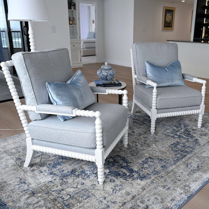 Bobbin Linen And Oak Armchair