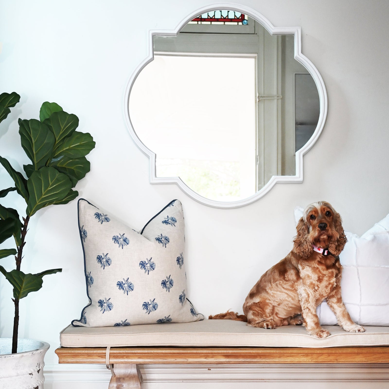 Quatrefoil Statement White Iron Mirror
