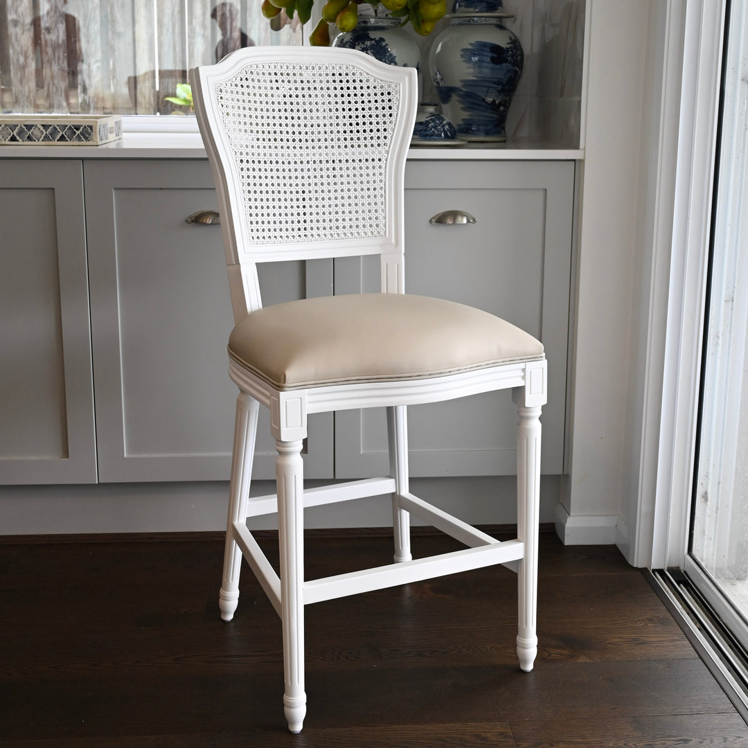 April Luxury Upholstered Leather Kitchen Stool