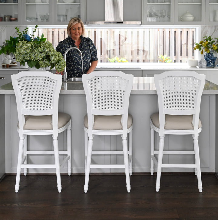 April Luxury Upholstered Leather Kitchen Stool