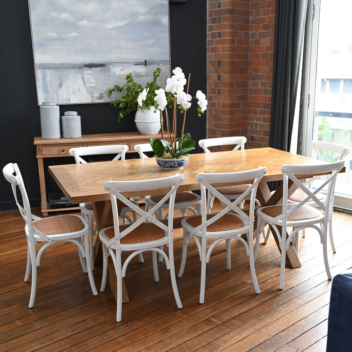 Herringbone Natural Oak Dining Table