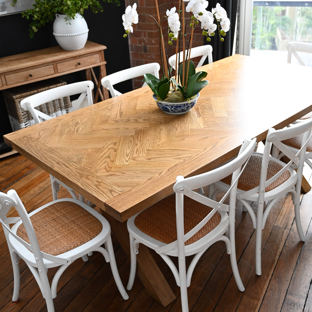 Herringbone Natural Oak Dining Table