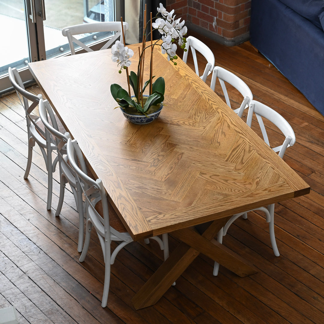 Herringbone Natural Oak Dining Table