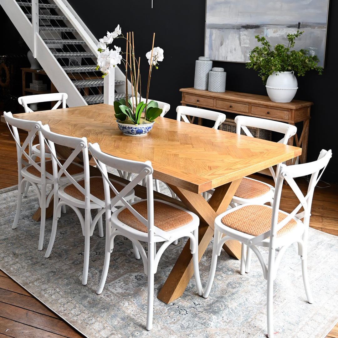 Herringbone Natural Oak Dining Table