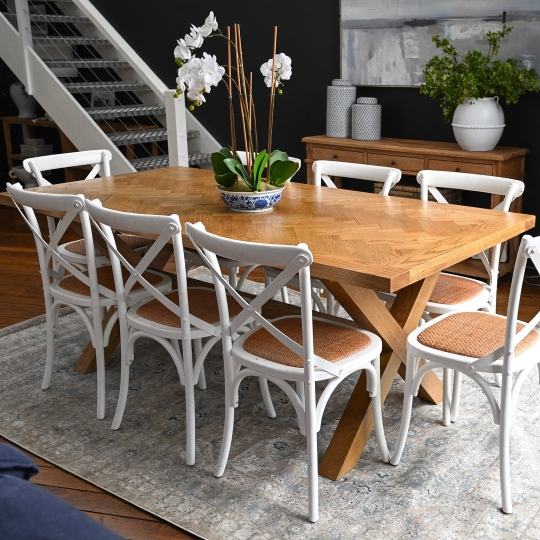 Herringbone Natural Oak Dining Table