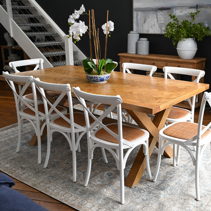 Herringbone Natural Oak Dining Table