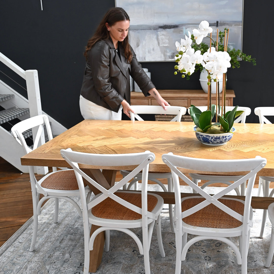 Herringbone Natural Oak Dining Table