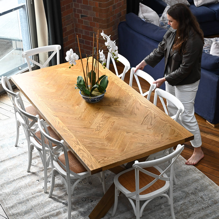 Herringbone Natural Oak Dining Table