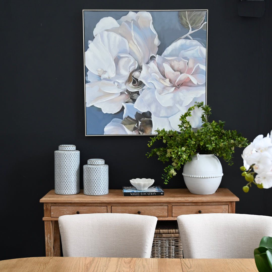 Pastel Petals Canvas In Antique Silver Frame