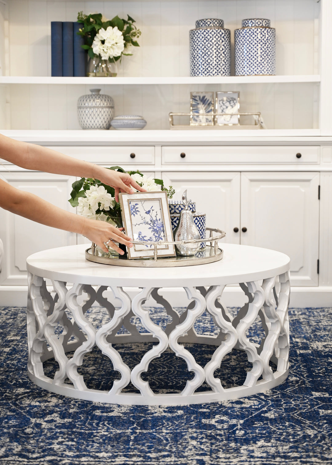 Sahara Satin White Round Coffee Table