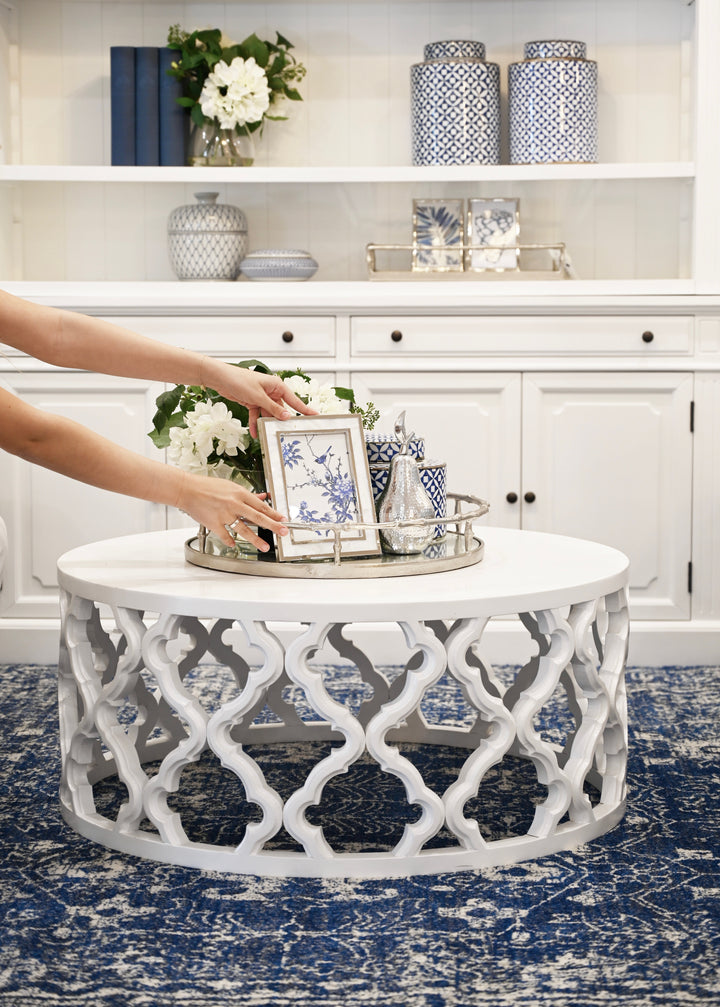 Sahara Satin White Round Coffee Table