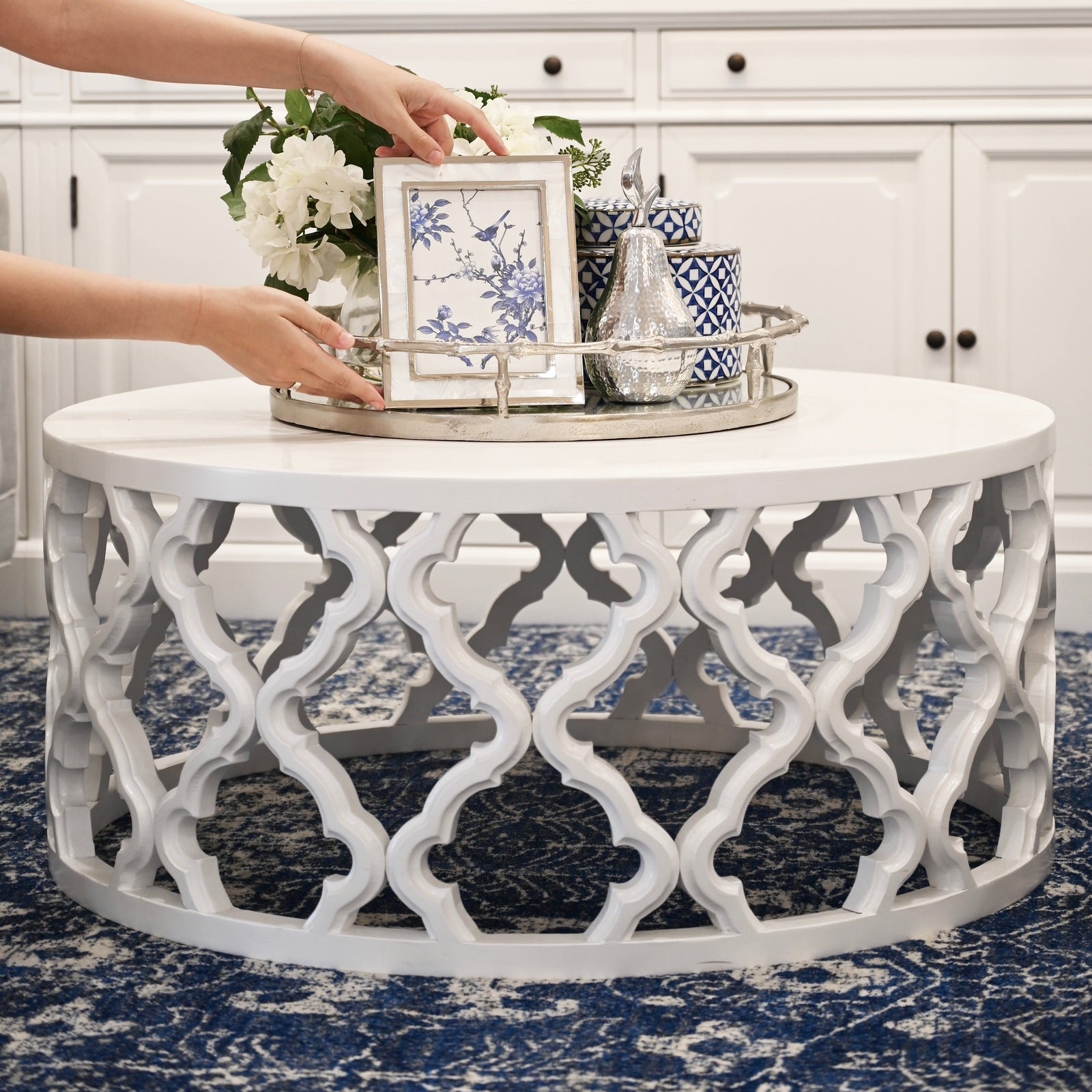 Sahara Satin White Round Coffee Table